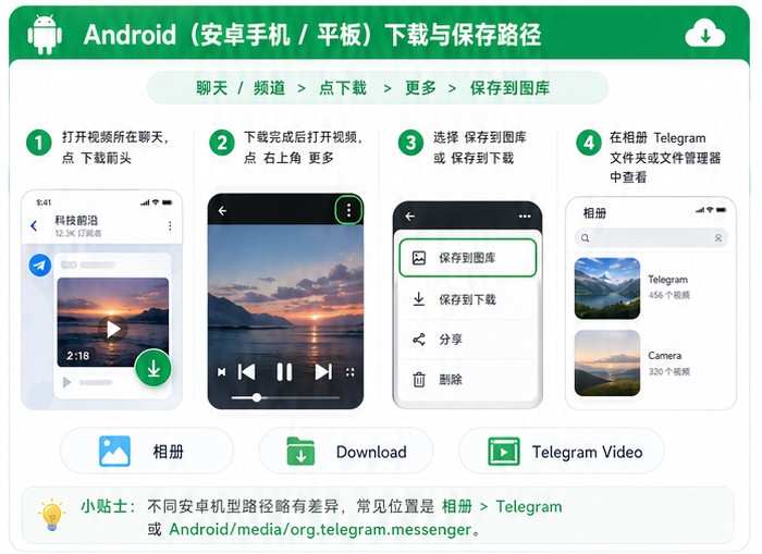 安卓手机和平板下载Telegram视频并保存到图库