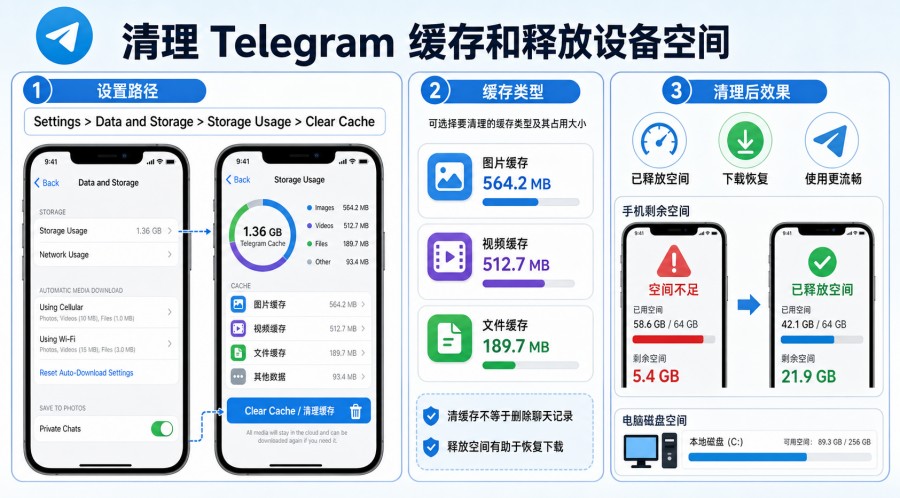 Telegram 下载一直转圈怎么办?网络、缓存与设备排查教程 配图 3