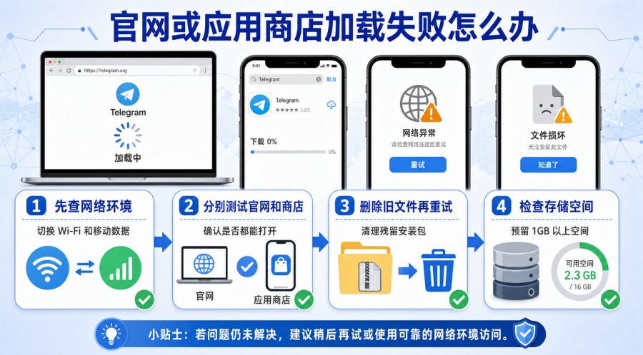 Telegram 下载失败怎么办？官方渠道、网络与安装排查指南 第 2 张正文图