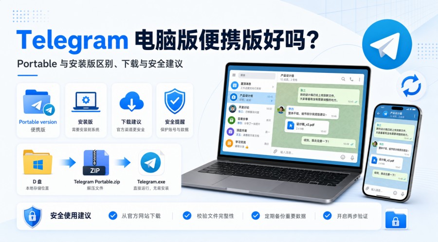 Telegram电报教程: Telegram 电脑版便携版好吗?Portable 与安装版区别及下载建议