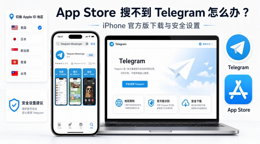 Telegram电报教程: App Store 搜不到 Telegram 怎么办?iPhone 下载官方版与安全设置方法