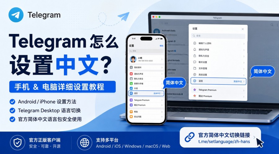 Telegram 怎么设置中文 - 博客封面图