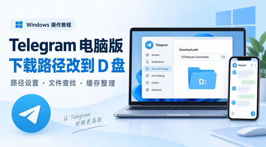 Telegram 电脑版怎么更改下载路径?设置 D 盘保存与文件查找教程