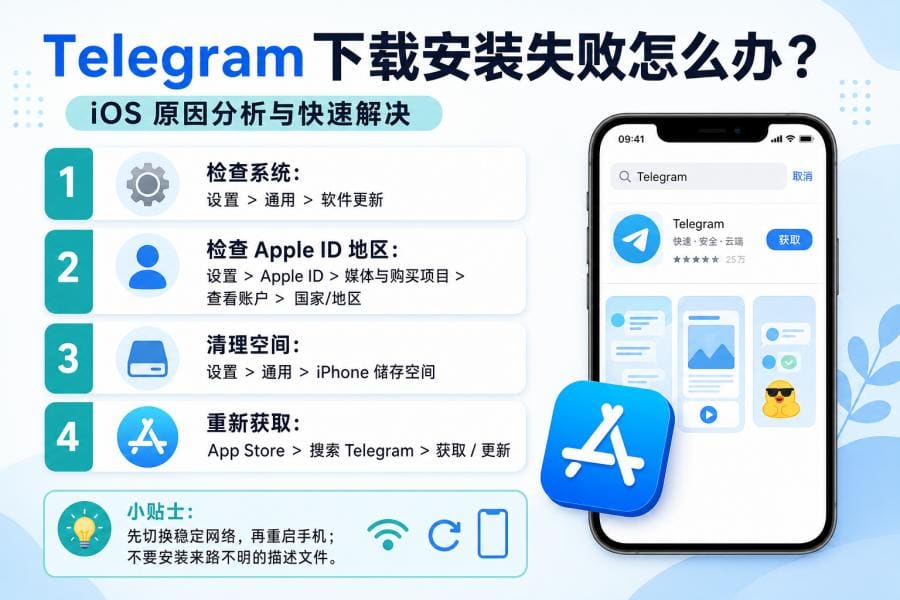 iPhone Telegram 下载失败处理