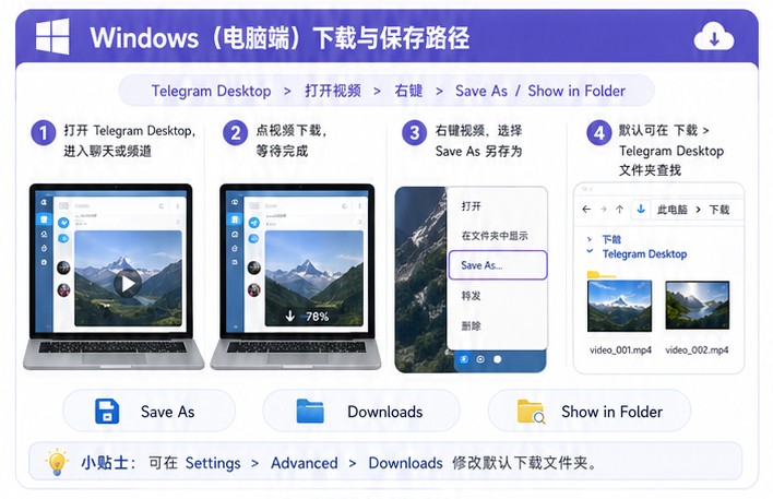 Telegram如何下载视频？手机和电脑保存方法详解